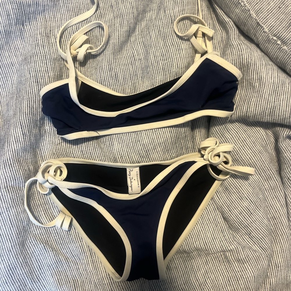 Viral solid and striped Pinterest navy bikini